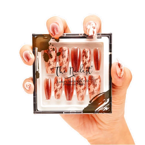 The Nailest - Instant Luxury Acrylic Press-on Nails - Medium Coffin - Rose Rock