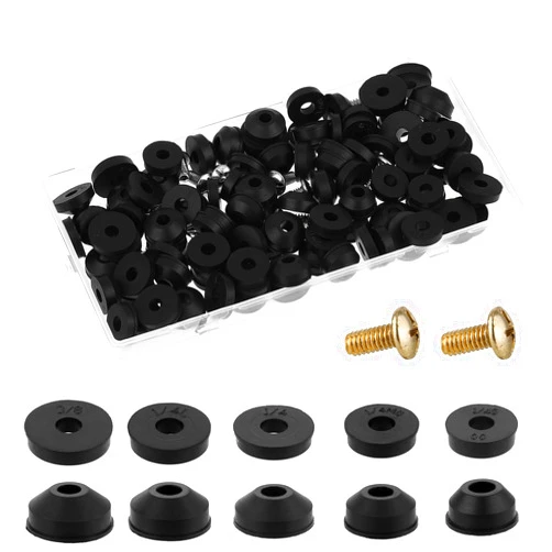 JJUNW 116 Pcs Faucet Washer Assortment Kit, Flat and Beveled Washers Rubber Assortment Kit with Brass Bibb Screws, Garden Hose Repair Kit for Repairing Faucet Leak(116)