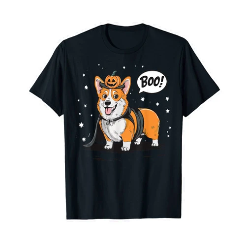 Ghost And Witch Corgi Dog Pumpkin Halloween Shirts Funny Retro Ghost And Witch Corgi Dog Pumpkin Halloween Cute T-Shirt