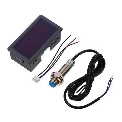 HOBBYIN Digital LED Tachometer,Red Mini 4 Digit NPN Hall Proximity Switch Sensor Durable AC 110V-230V RPM Speed Measure Meter Lathes, Conveyor Belts