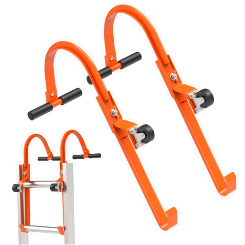 Kunzye 2 Pack Heavy Duty Ladder Roof Hook with Wheel Rubber Grip T-Bar for Damage Prevention,500 lbs Weight Ratin,Fast & Easy to Access Steep Roof