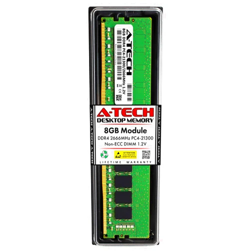 A-Tech 8GB DDR4 2666 MHz UDIMM PC4-21300 (PC4-2666V) CL19 DIMM Non-ECC Desktop RAM Memory Module