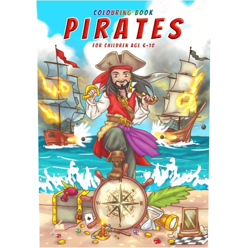 Mickey Müller Pirate colouring book for children age 6-10: 42 bold and vibrant illustrations of seafaring adventures with 19 exciting puzzle challenges. A captivating artistic journey for primary school kids