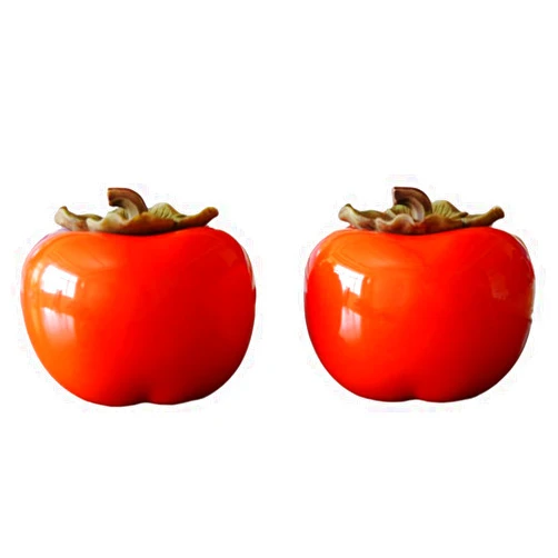 Cabilock 2pcs Ceramics Tea Storage Containers Glazed Persimmon Loose Tea Tin Sealed Jar Food Container for Serving Tea Coffee Spice Sugar Orange