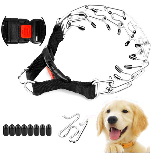 Supet Prong Collar for Dogs Training Collar, Adjustable Pinch Collar with Quick Release Buckle for Small Medium Large Dogs, No Pull Dog Collar (Packed with One Extra Links)