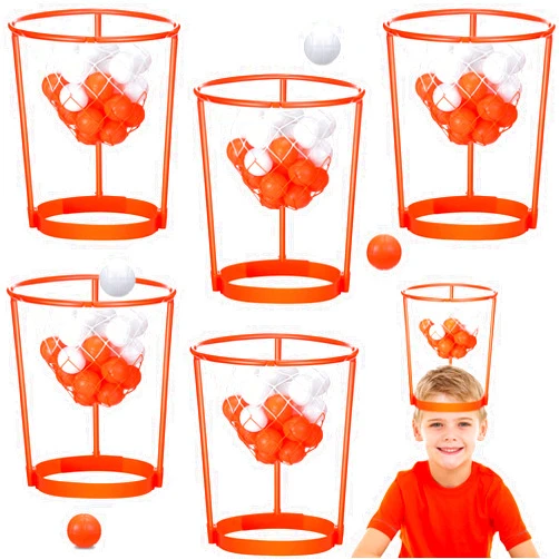 HyDren Head Hoop Basketball Party Game Set for Kids and Adults Carnival Game Portable Adjustable Basket Net Headband with Balls for Birthday Carnival Office Indoor Outdoor Activity Fun Gift (33 Pcs)