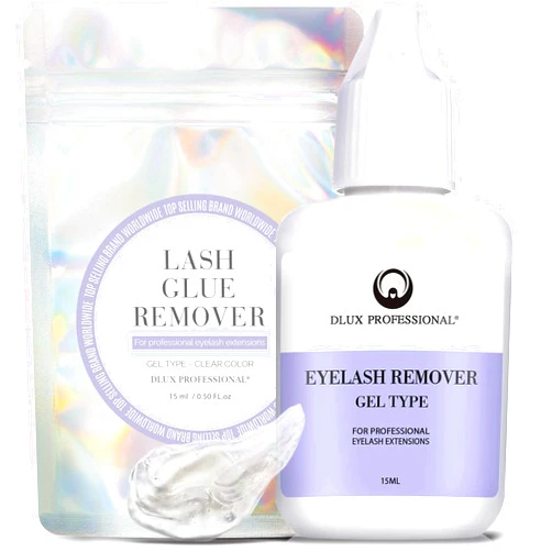 DLUX PROFESSIONAL Eyelash Extensions Gel Glue Remover - 15ml, Clear Natural Pigment, Professional Korean Eyelashes Extensions Adhesive Remover Gel Type, Fast Dissolution, Eyelash Extension Supplies (GEL REMOVER)