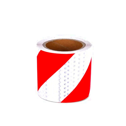 AMORPO Reflective Tape Waterproof 10cm X 10M Safety Caution Strips Tape Outdoor Reflective Stickers Warning Tape for Floor Marking Trailers Trucks Cars,Red White