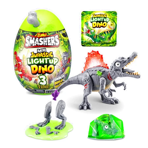 ZURU SMASHERS Smashers Mini Jurassic Light Up Dino Egg (Spinosaurus) by ZURU Collectible Egg, Volcano Slime, Fossil Toy, Dinosaur Toys, T-Rex Toy for Boys and Kids