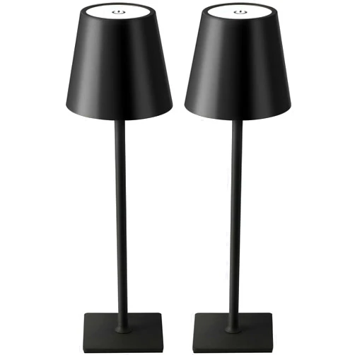 KDG 2 Pack Cordless Table Lamp,Portable LED Desk Lamp, 5000mAh Battery Operated, 3 Color Stepless Dimming Up, for Restaurant/Bedroom/Bars/Outdoor Party/Camping/Coffee Shop Night Light(Black)
