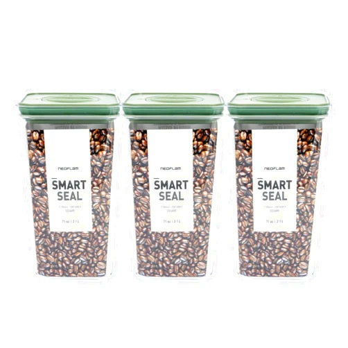 Neoflam 3 Set Airtight Food Storage Container Set, Crystal Clear, Modular & Stackable, Space-Saving Design for Cereal, Flour, Sugar, Snacks, Coffee, and Pasta (3.6L, Rectangular)