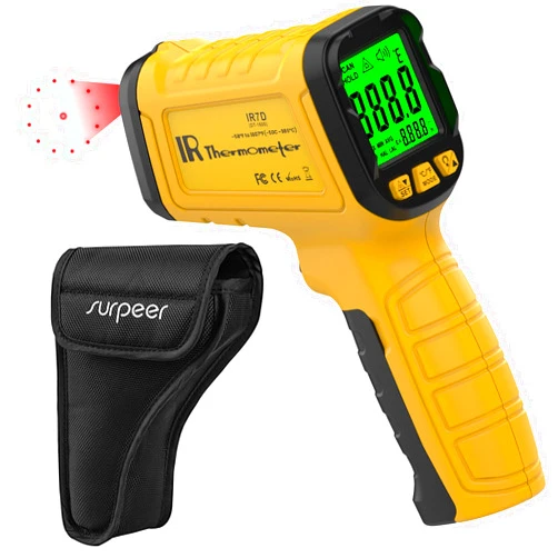 SURPEER Infrared Thermometer Laser Temperature Gun -58°F to 1796°F, 30:1 Non Contact Digital IR Temp Gun for Cooking, BBQ, Pizza Oven, Engine, Kilns, Forges, Industry, and Griddle.
