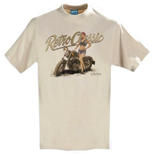 RetroClassic Clothing RetroClassic Tiny Shorts LaRoss Pin-up & Harley Inspired Motorbike Mens T-Shirt