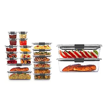 Rubbermaid Brilliance Storage 44-Piece Plastic Lids, Clear & Leak-Proof Brilliance Food Storage Set | 9.6 Cup Plastic Containers with Lids | Microwave and Dishwasher Safe, 2-Pack, Clear 44-Piece Set Set + Containers