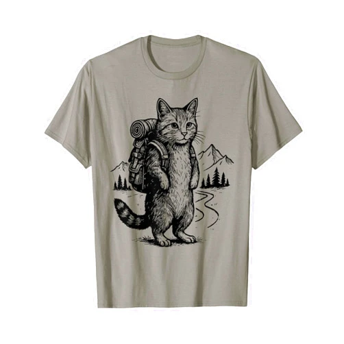 Hiking Cat Backpacking Wildlife Adventure Funny Outdoor Tee Hiking Cat Backpacking Animals T-Shirt
