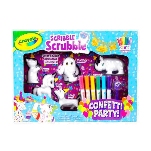 Crayola Scribble Scrubbie Toy Pet Playset, Confetti Party Pack, Coloring Toy for Kids, Gift for Ages 3, 4, 5, 6, 7