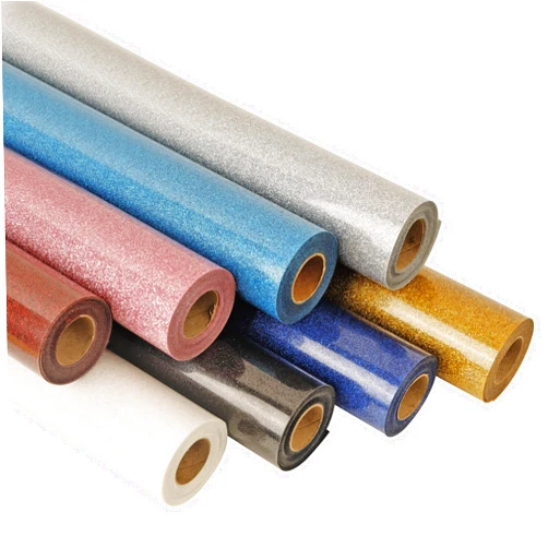 HTVVETUR Glitter Heat Transfer Vinyl Bundle - 8 Pack 12'' x 3FT Glitter HTV Vinyl Rolls - Easy to Cut & Weed for Vinyl Heat Transfer Design - Glitter HTV Rolls Bundle with 8 Assorted Colors