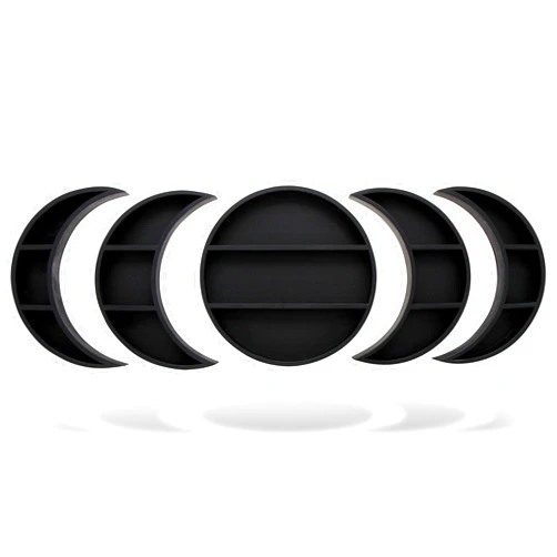 7Penn Moon Shelf Witchy Decor Aesthetic 5pc - Boho Moon Shelves for Alter Crystal Display - Black Wiccan Celestial Decor Moon Phase Shelf Set - Floating Goth Moon Cycle Chakra Display Shelves