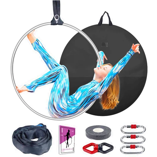 TESLANG Aerial Hoop, Lyra Hoop Set Stainless 85cm/90cm Single Point Hoops Circus for Beginners Professionals, Aerial Ring Kit with Rigging Carry Bag, Aerial Yoga Equipment, WILL 660 LBS (300KG)