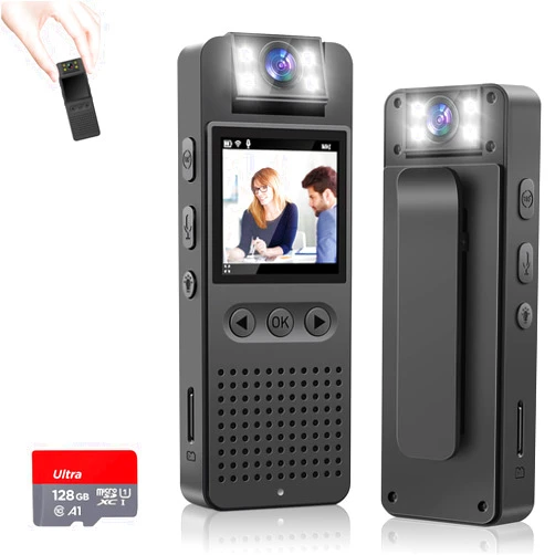 KONPCOIU Body Camera, Police Body Cam Video Full HD 1080P, 256G Max Memory, Premium Body Cams for Enforcement,Security,Guard,Home,Outdoor,Travel,Camping,Cycling, with 128G Super high-Speed Card