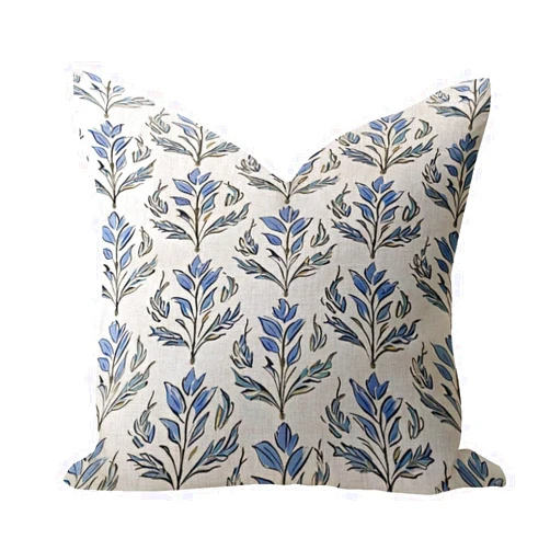 COVOME Blue Floral Throw Pillow Cover 16x16in Burlap Linen Vintage Pillowcases Chinoiserie Toile Oriental Floral Square Throw Cushion Case for Indoors Porch Garden Playroom Home Decoration