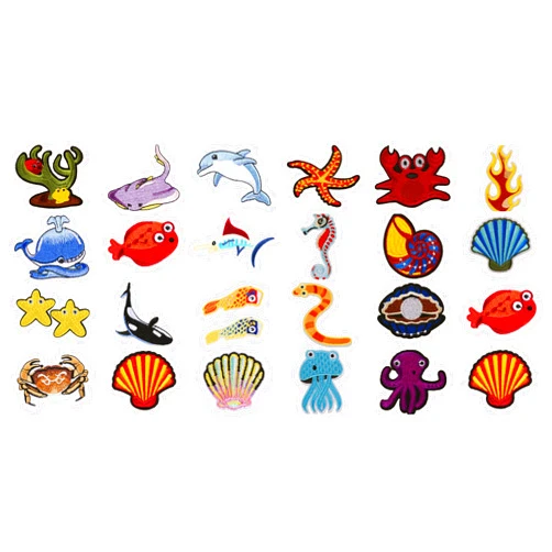 Zhiheng Assorted 27pcs Marine Creatures Iron on Patches Shark Whale Dolphin Clams Shell Crabs Seahorses Starfish Manta Ray Octopus Embroidered Patches Appliques Decorative Repair Patches DIY Sew on Motif