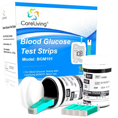 CARELIVING BGM101 Blood Glucose Test Strips, for Diabete Sugar Testing, 100 Count