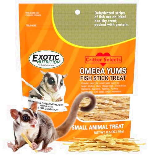 Exotic Nutrition Omega YUMS Fish Stick Treat for Sugar Gliders | All Natural & Made with Real Fish (1)