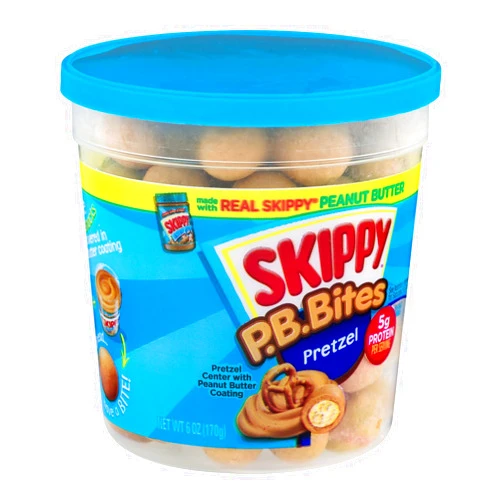 Skippy, P.B. Bites, Pretzel Center with Peanut Butter Coating, 6oz Tub (Pack of 6)
