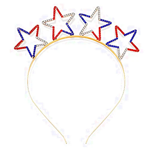 BinaryABC 4th of July Patriotic Headband Rhinestone American Flag Star Headband,Fourth of July Costume Hair Accessories