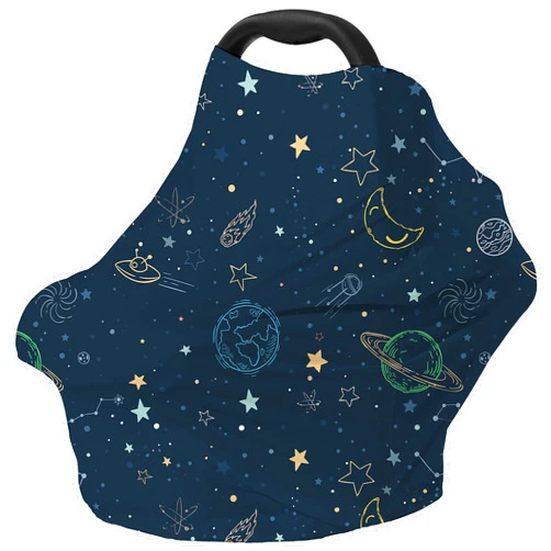 Dudeeghes Car Seat Covers for Babies – Multi-use Breastfeeding Cover Carseat Canopy Cover, Infant Stroller Covers for Boys and Girls (Navy Blue Space)