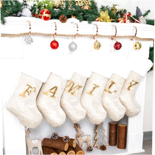 LUBOT 2024 Initial Christmas Stockings Letters Stocking Monogram Alphabet Sequin Embroidery 20