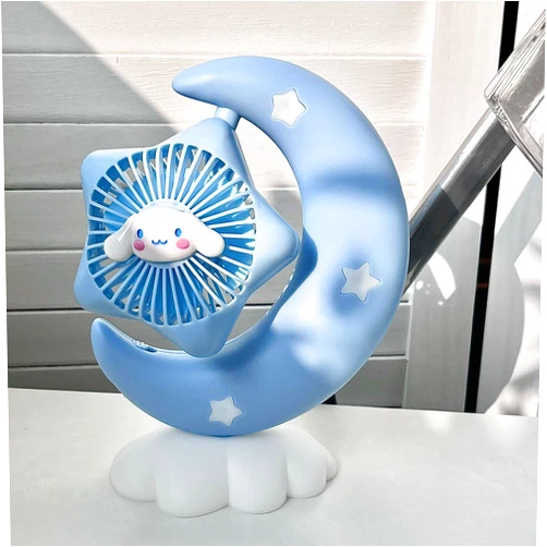 Festa Park Kawaii Personal Rechargeable Portable Fans, Cute Cartoon Design Colorful USB Mini Hand Held Fan Rechargeable Desk Top Fans (Blue)