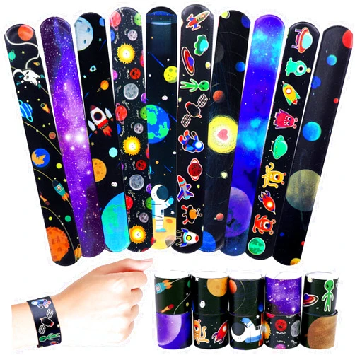 Omlisca Outer Space Slap Bracelets 40 Packs Space Party Favors Goodie Bag Gifts Starry Night Galaxy Snap Bracelet Planet Carnival Class Prizes Space Theme Birthday Party Supplies