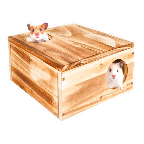 Veelleen Wooden Hamster House,Guinea Pig Hideout, Hedgehog Bed, cave Bed for Small Animals Like Guinea Pigs, Hedgehogs, Ferrets, Dwarf Rabbits, Rats, Bunnies, Chinchillas and Syrian Hamsters