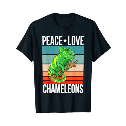 Vintage Chameleon Gifts & Accessories Peace Love Chameleons Retro Art Chamaeleon Lizard Vintage T-Shirt