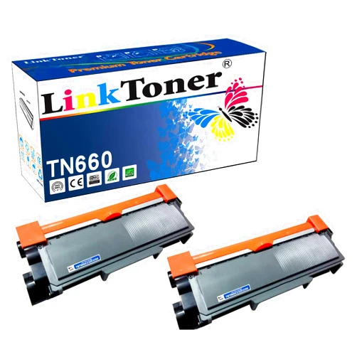 LinkToner TN660 Compatible Toner Cartridge Replacement for Brother Tn-660 TN630 Used with Brother Laser Printer Black High Yield 2 Pack