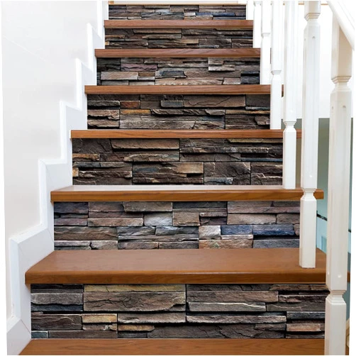 MISSSIXTY 7 Strips Self Adhesive Stair Stickers, Peel and Stick Vinyl Stair Risers Decals Staircase Murals Decor for Steps, 39.37