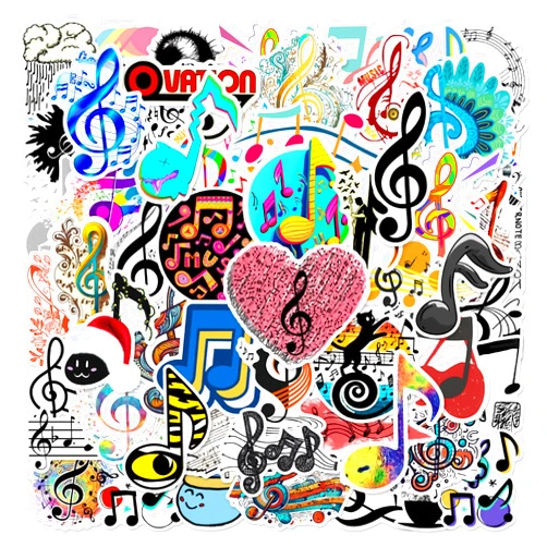 MAQIYI 60Pcs Music Sticker for Water Bottles Vinyl Musical Note Stickers Waterproof Music Stickers for Laptop Guitar Hydroflask Scrapbooking Journaling (Musical Note)