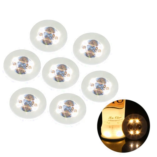 Kicsto Led Coasters,Led Stickers,Led Bottle Lights,Bottle Glorifies Coaster,Lit up Wine Liquor Bottles,Led Bar Service Lights at Night Clubs,Wedding,Parties(Warm White)