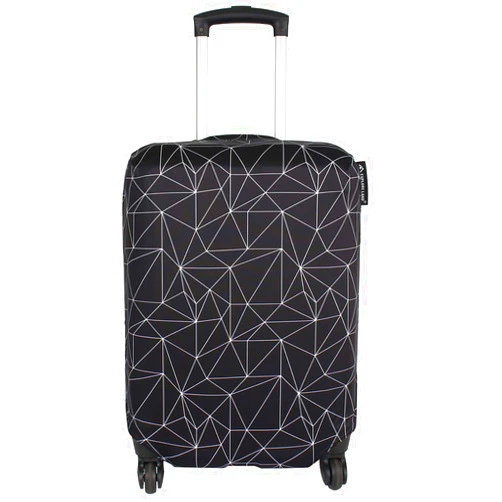 Explore Land Travel Luggage Cover Suitcase Protector Fits 27-30 Inch Luggage (Black Polygonal, L)