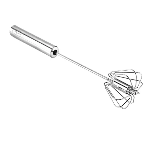 Digead Stainless Steel Egg Whisk, Hand Push Rotary Whisk Blender, Versatile Milk Frother, Hand Push Mixer Stirrer for Blending, Whisking, Beating & Stirring (12in)