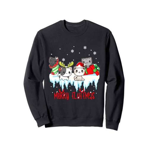 Merry Fluffmas Cat Christmas Gift - DressedForDuty Merry Fluffmas Cat Christmas Funny Santa Xmas Reindeer Gift Sweatshirt