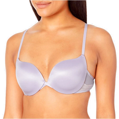 Maidenform Underwire Demi Bra, Best Push-Up Bra with Wonderbra Technology, Smoothing Lace-Trim Bra with Push-Up Cups, Urban Lilac/Lilac Meringue, 34D