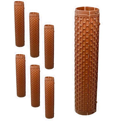 Smart spring Plant and Tree Guard Protector; Wrap Tall Expandable Grow Tubes Around Trunk Bark, Landscape Plants, Saplings, and Vines; Protection from Trimmers & Weed whackers (Brown) (6)