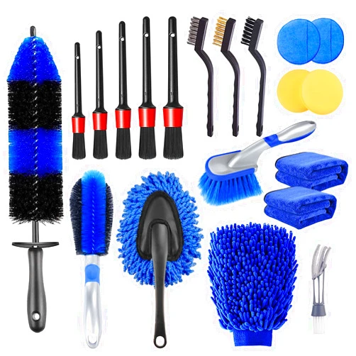 TTRCB 20Pcs Car Detailing Brush Set, Car Wheel Tire Brush Set, Car Detailing Kit with 17