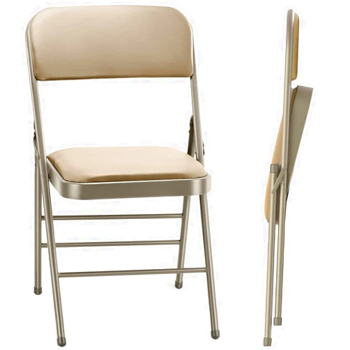 cyclone sound 2 Pack Folding Chairs with PU Padded Cushion and Back, Commercial Grade Metal Chairs with Comfortable PU Leather Cushion for Home and Office, for Indoor and Outdoor Events (2, Beige-PU)