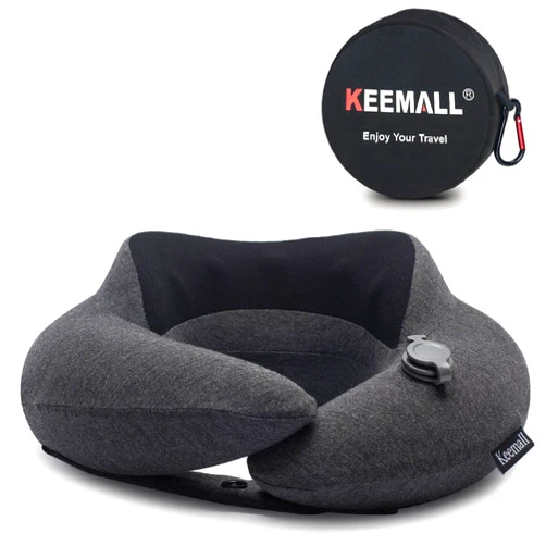 Keemall Inflatable Travel Pillow - Airplane Pillow for Neck and Head Support - Soft, Lightweight, Machine-Washable Travel Neck Pillows for Airplanes