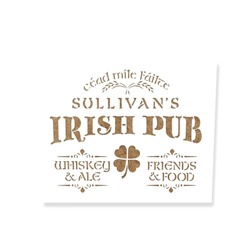 Stencil Revolution Irish Pub Whiskey Ale Friends Food Sign Stencil - Create Eye-Catching and Effective Signs, Pub Stencil