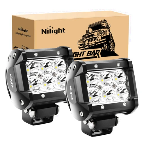 Nilight Led Pods 2Pcs 18W 1260LM Spot Led Off Road Lights Super Bright Driving Fog Boat Lights Led Work Light Bar for Trucks Pickup Golf Cart SUV ATV UTV 4x4 Van Camper
